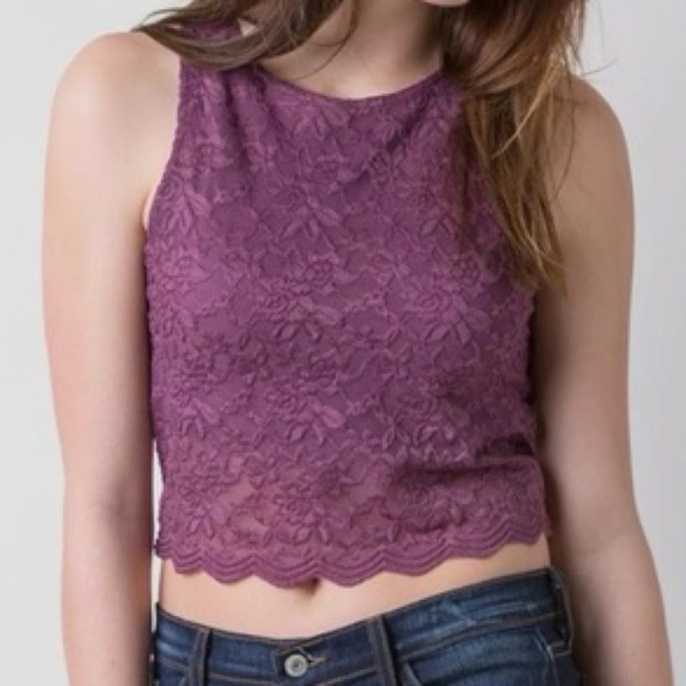Free People Intimately Fully Lined Lace Crop Tank Top Size Medium Purple